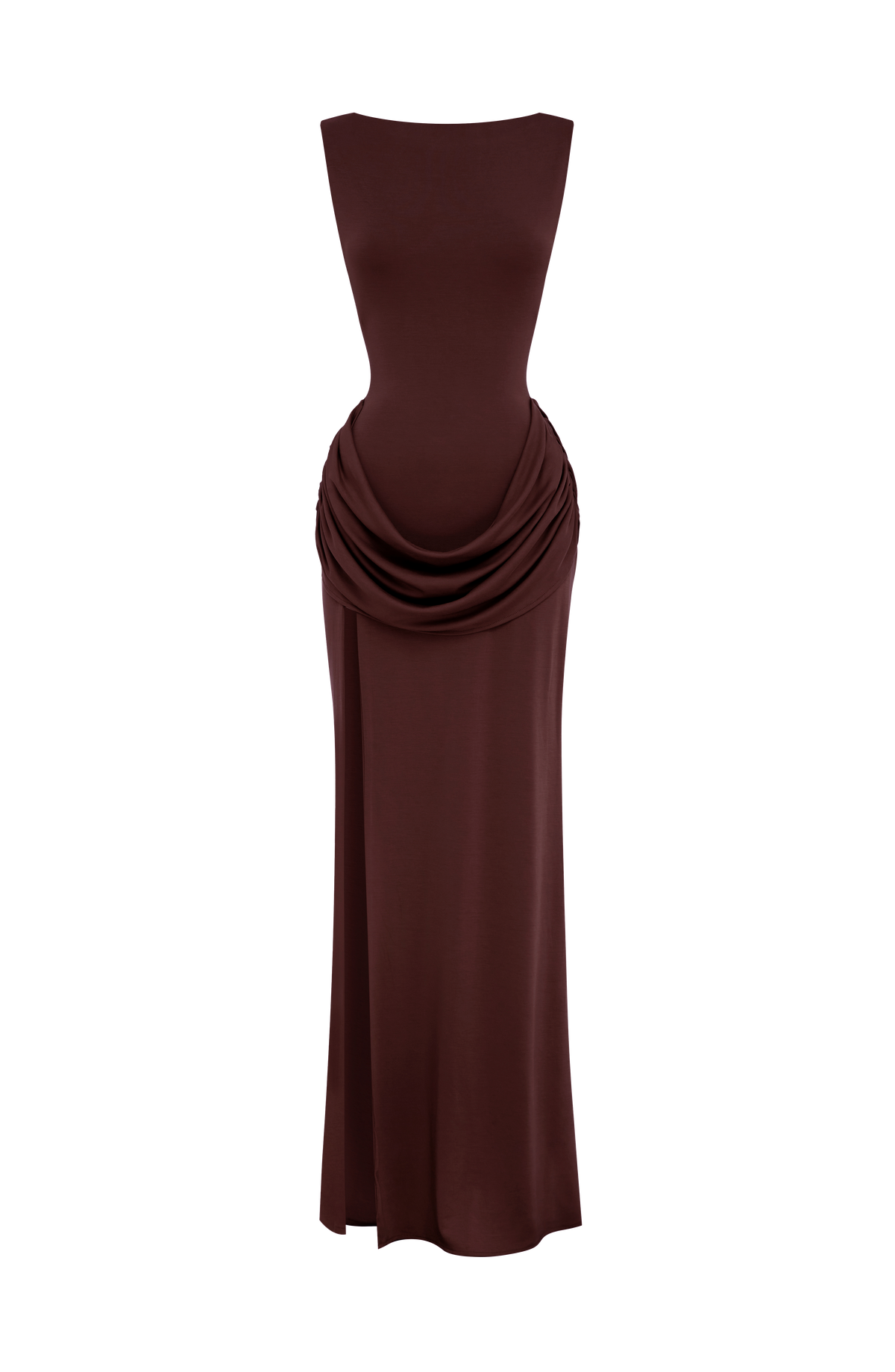 Bruna Maxi Elbise - Mürdüm Kahve