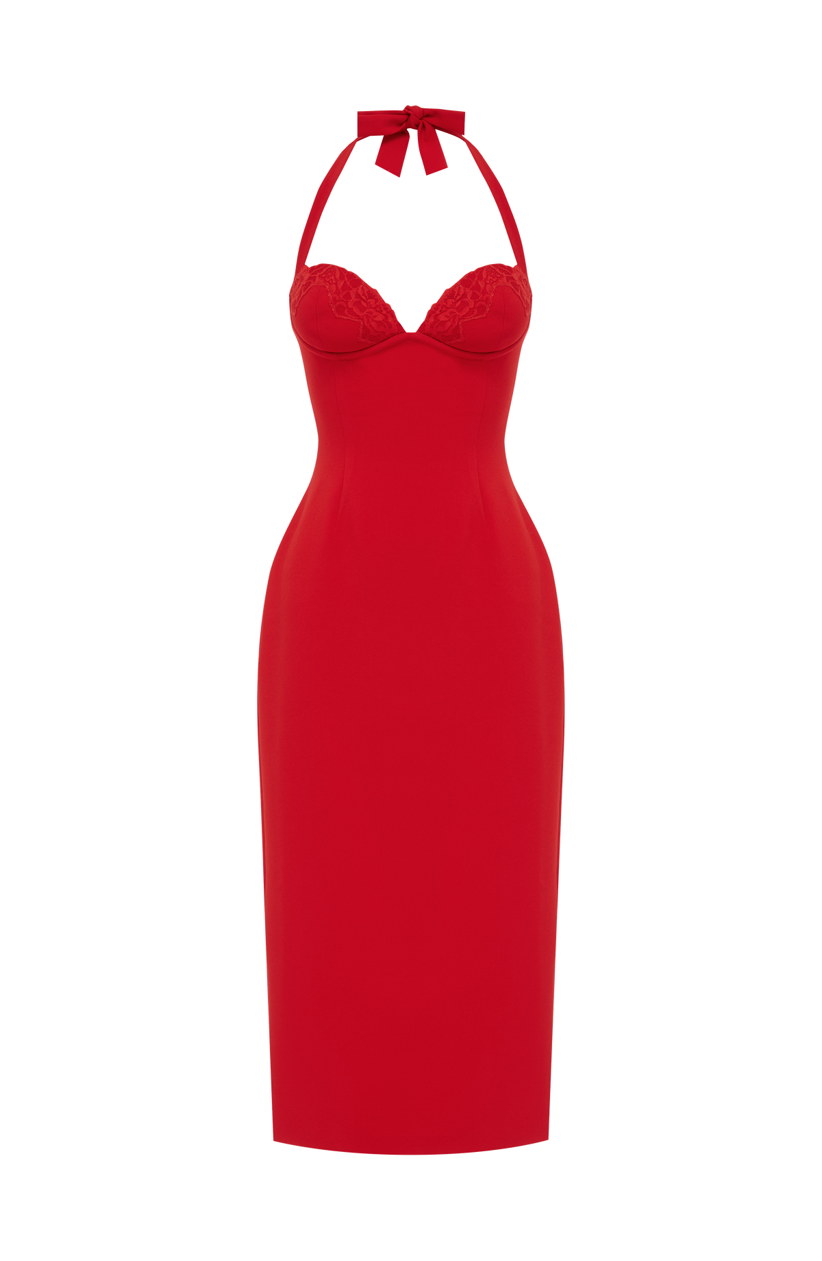 Cassia Midi Elbise - Kırmızı