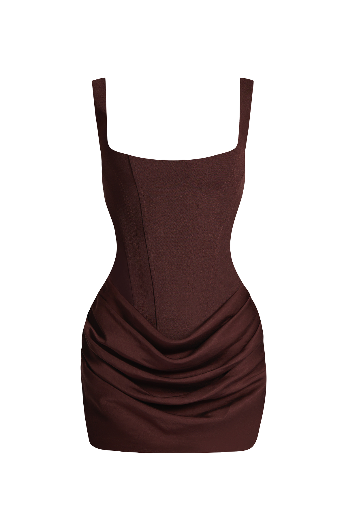 Cornelia Mini Elbise - Mürdüm Kahve