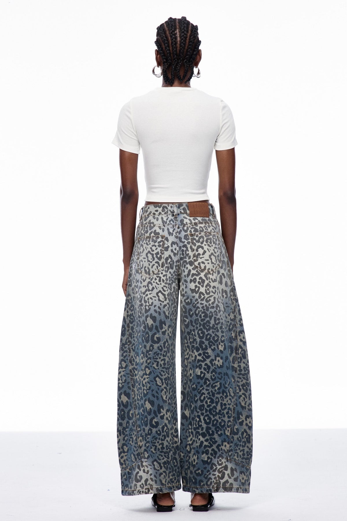 Cansu Leopar Detaylı Baggy Jean Pantolon