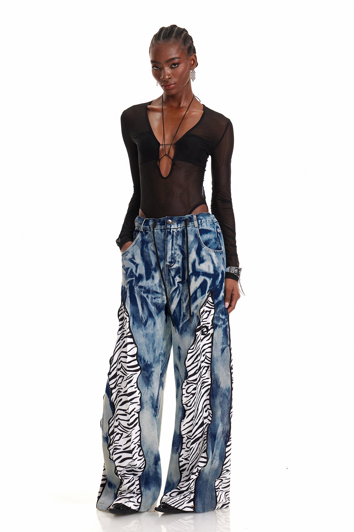 Caprina Batik Boyalı Dekonstrüksiyon Barrel Jean Pantolon