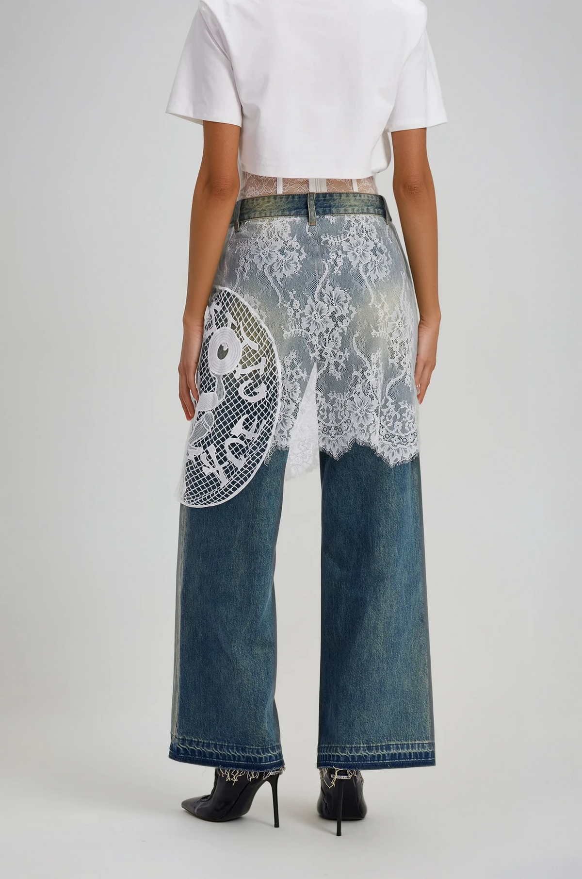 Charlee Dantel Detaylı Ağartılmış Jean Pantolon