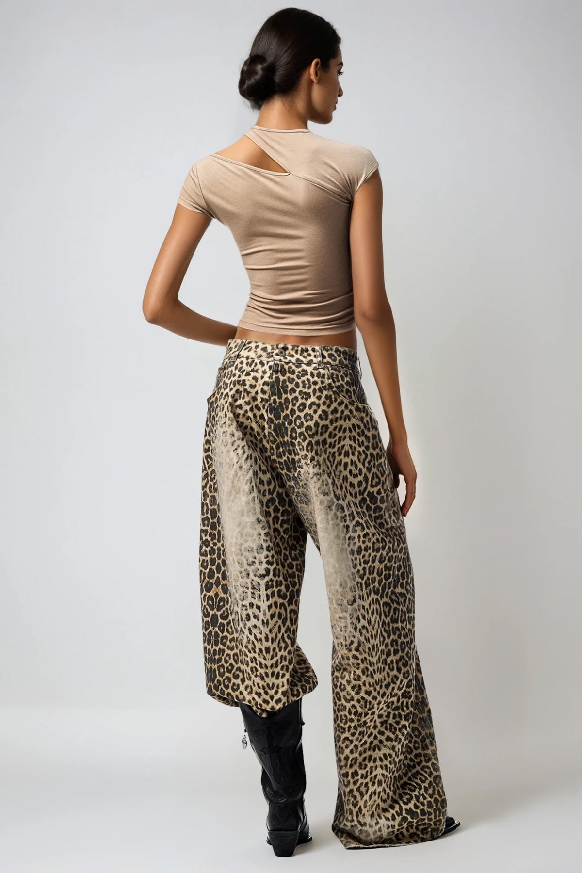 Donnacha Ağartılmış Leopar Desenli Jean Pantolon