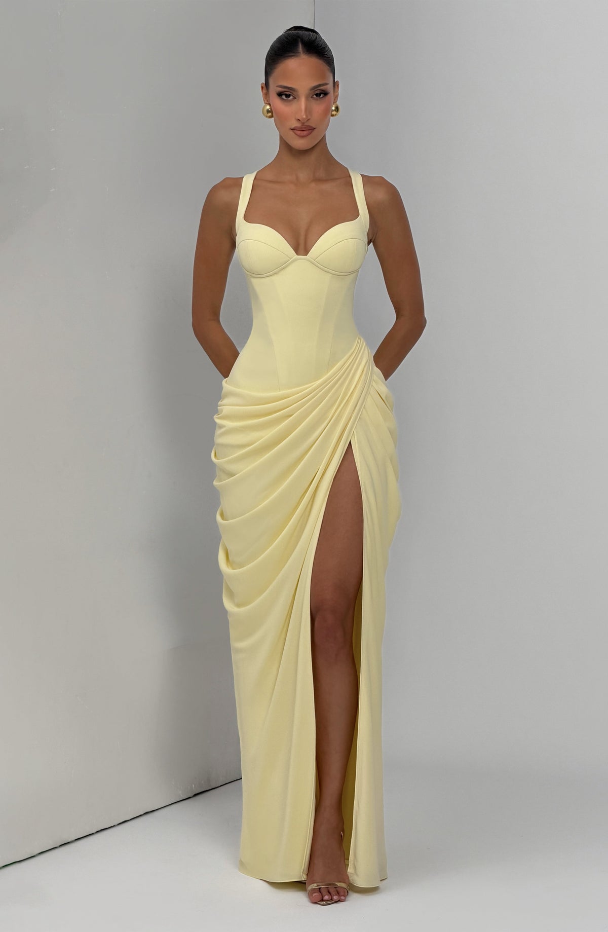 Elara Maxi Elbise - Limon Sarısı
