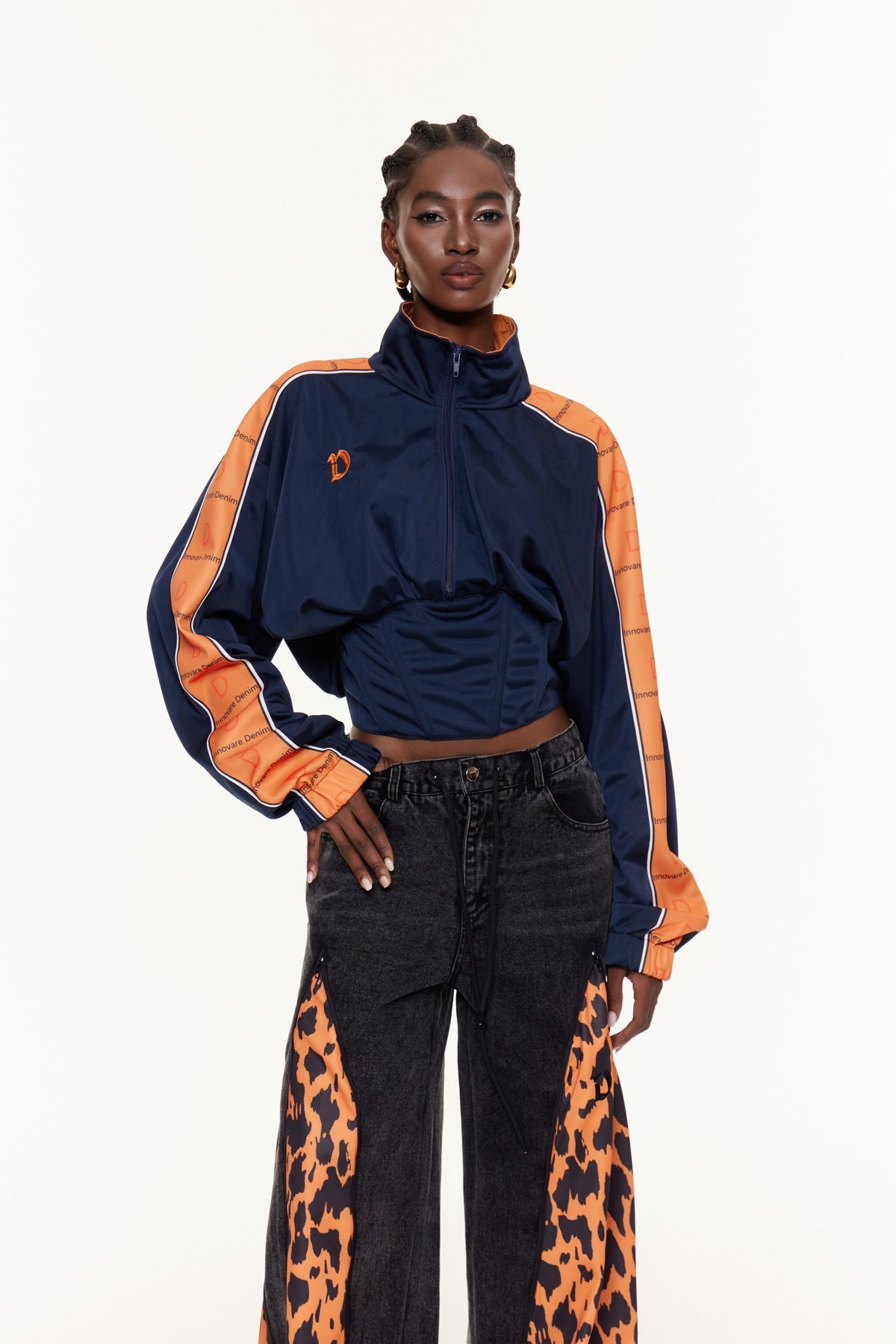Edelmira Leopar Desenli Dekonstrüksiyon Barrel Jean Pantolon