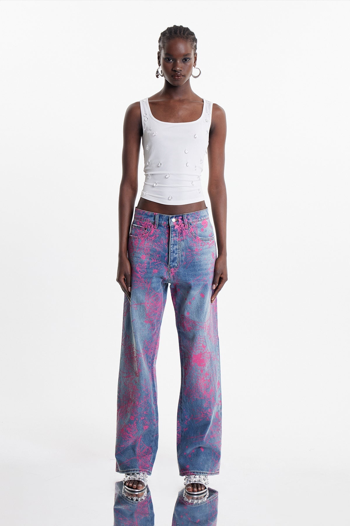 Elanur Boya Sıçratmalı Jean Pantolon