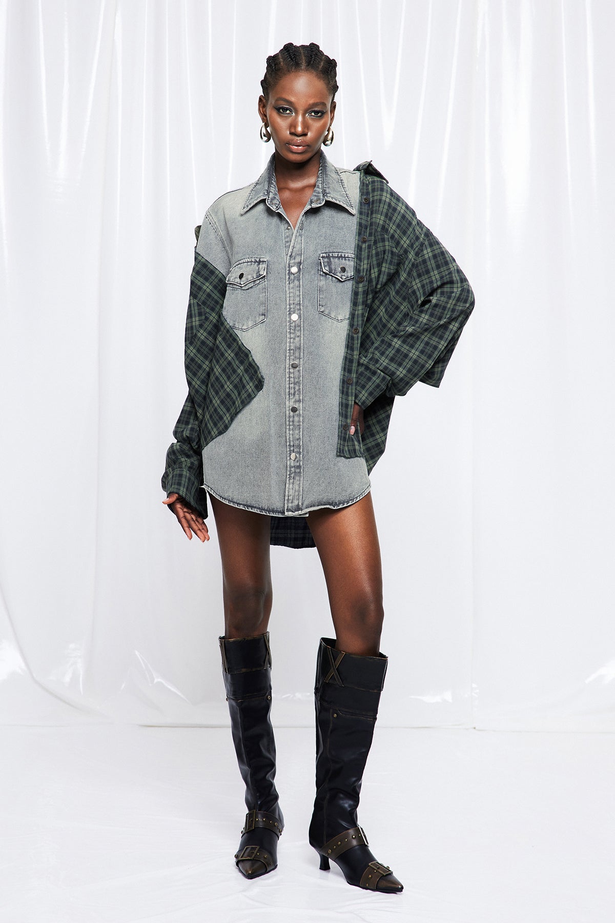 Friedrich Grid Dekonstrüktif Denim Ceket