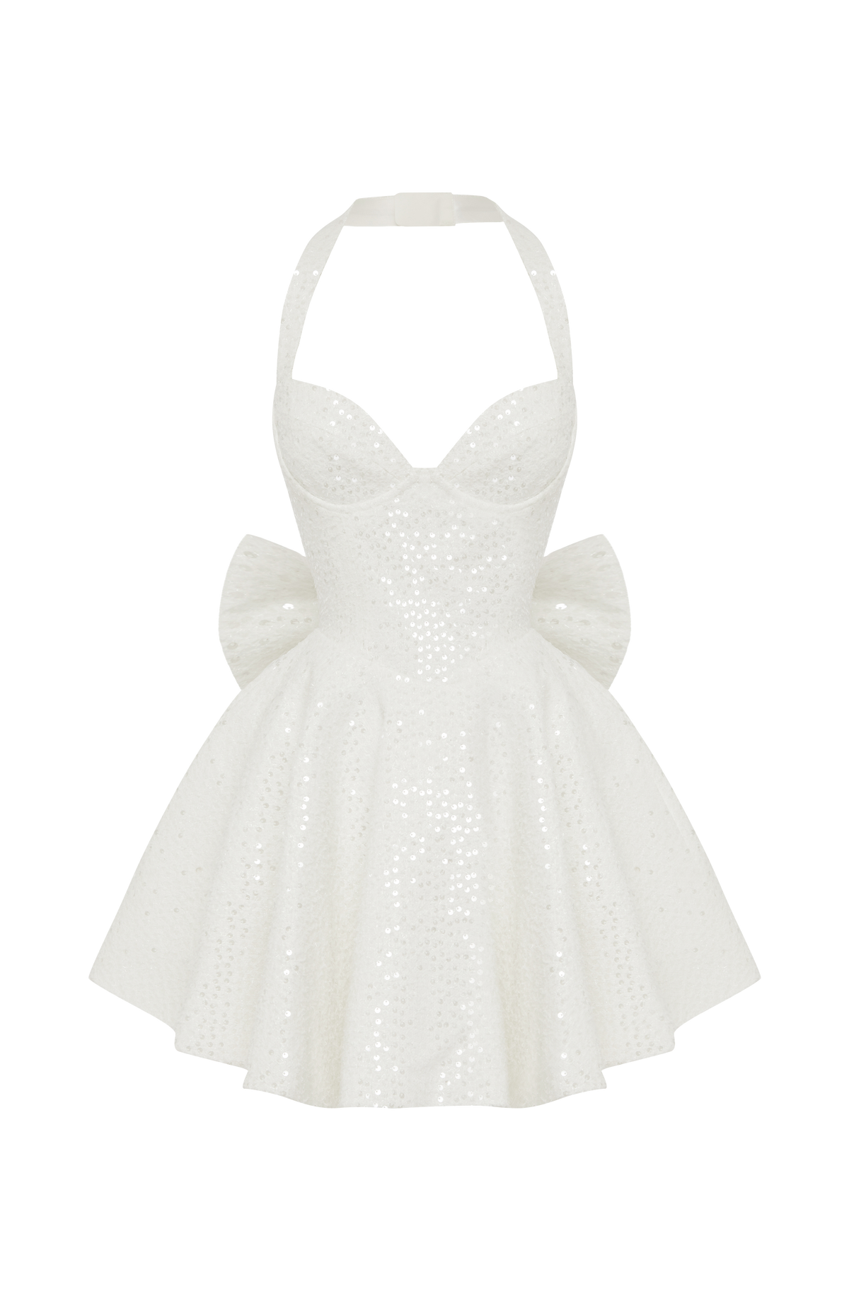 Georgette Mini Elbise - Fildişi