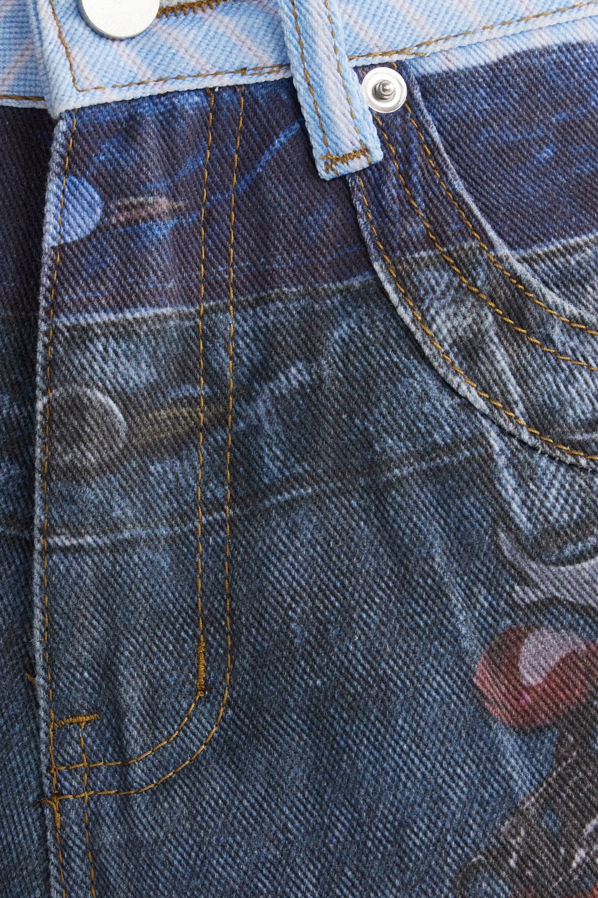 Ishkur Ağartılmış Baskılı Kapri Jean Pantolon