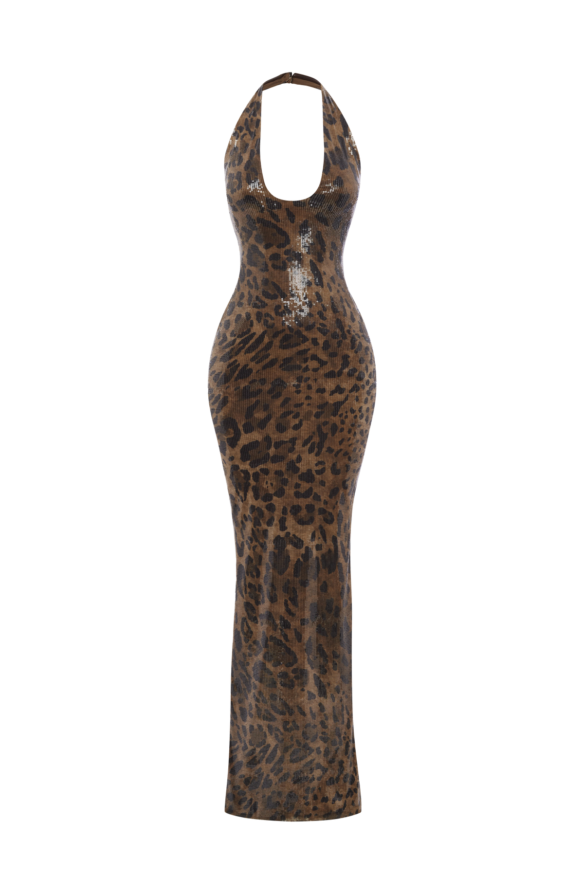 Morena Maxi Elbise - Payetli Leopar Deseni