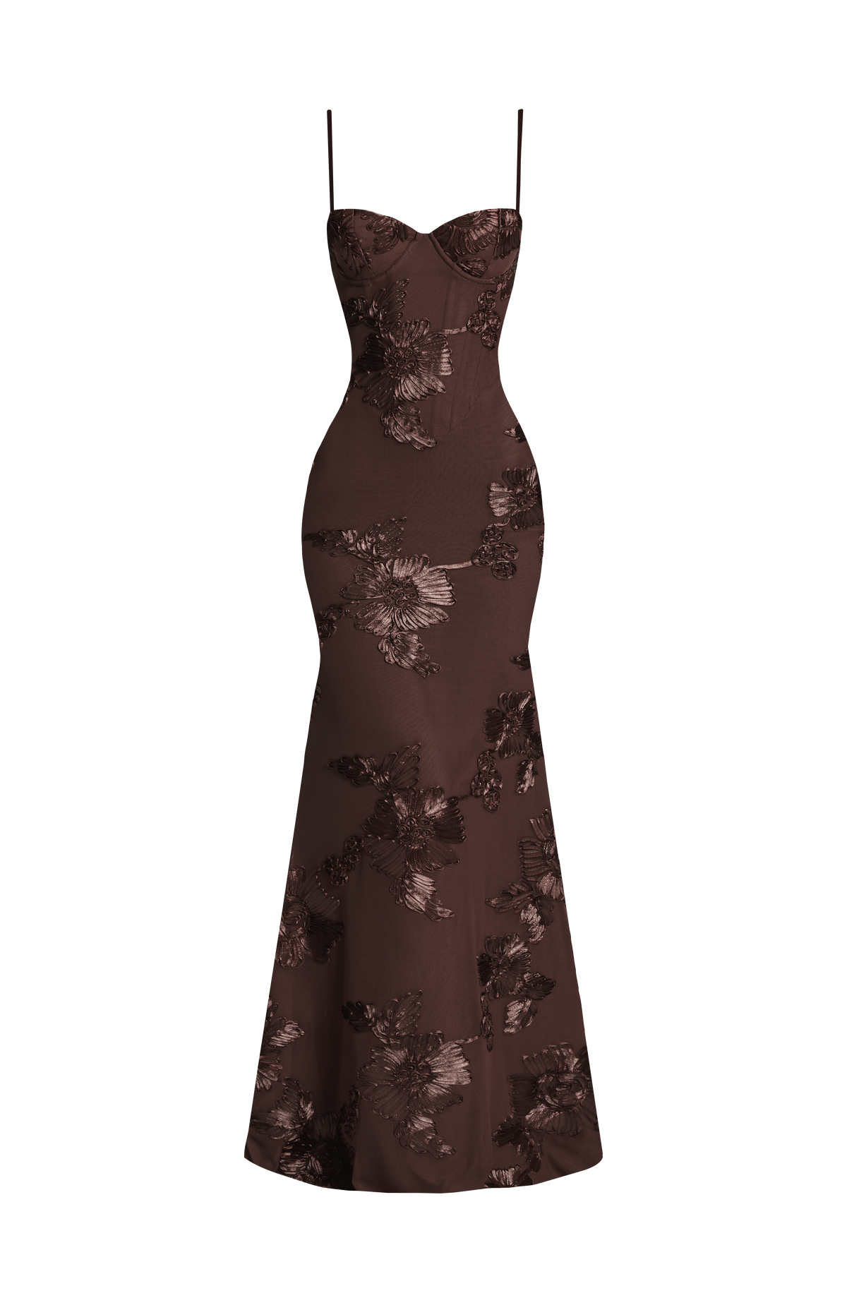 Nefertiti Maxi Elbise - Mürdüm Kahve