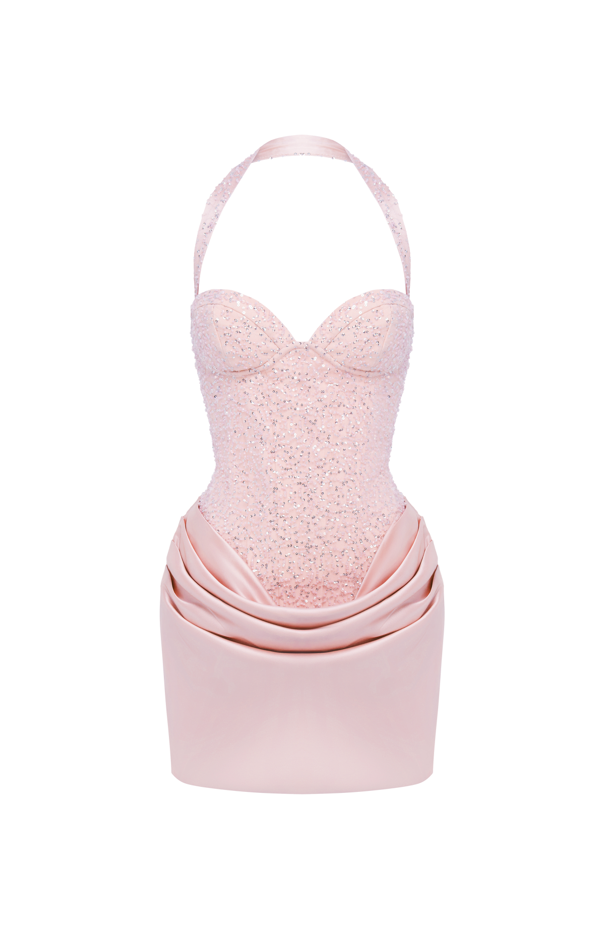 Nour Mini Elbise - Pudra