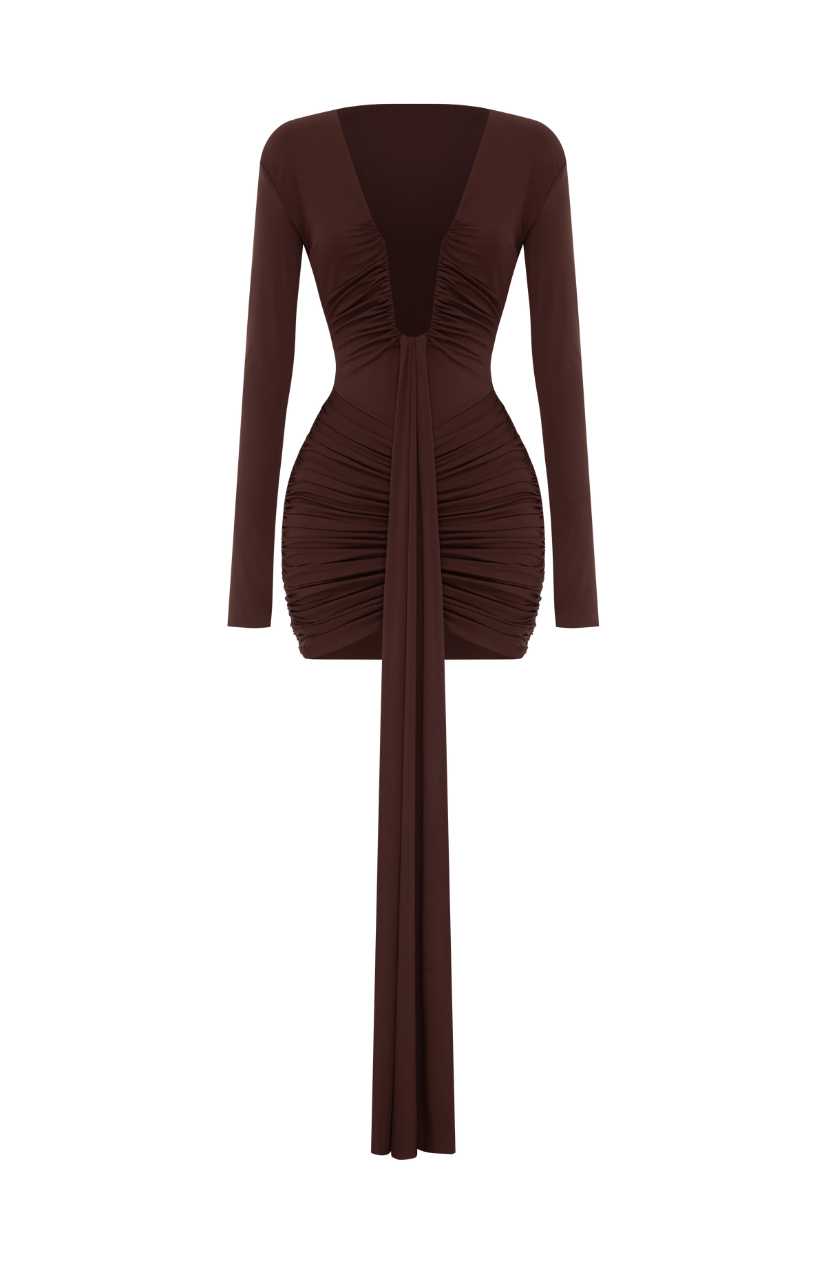 Tara Mini Elbise - Mürdüm Kahve