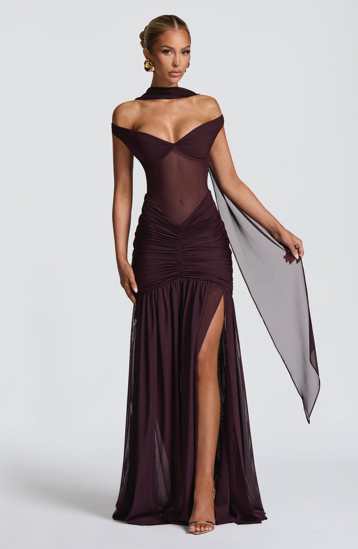Alaia Maxi Elbise - Mürdüm