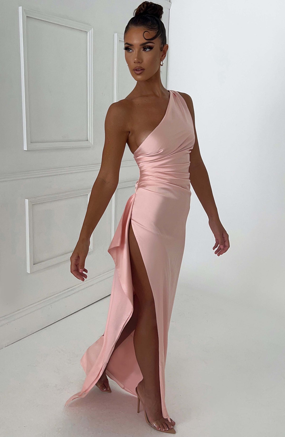 Ariel Maxi Elbise - Pudra