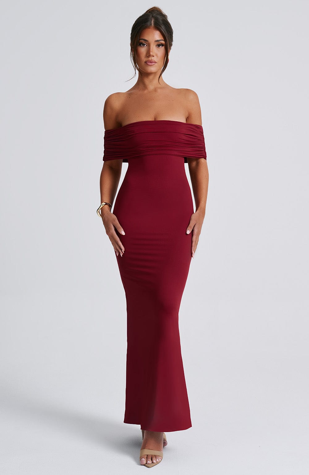Belinda Maxi Elbise - Bordo