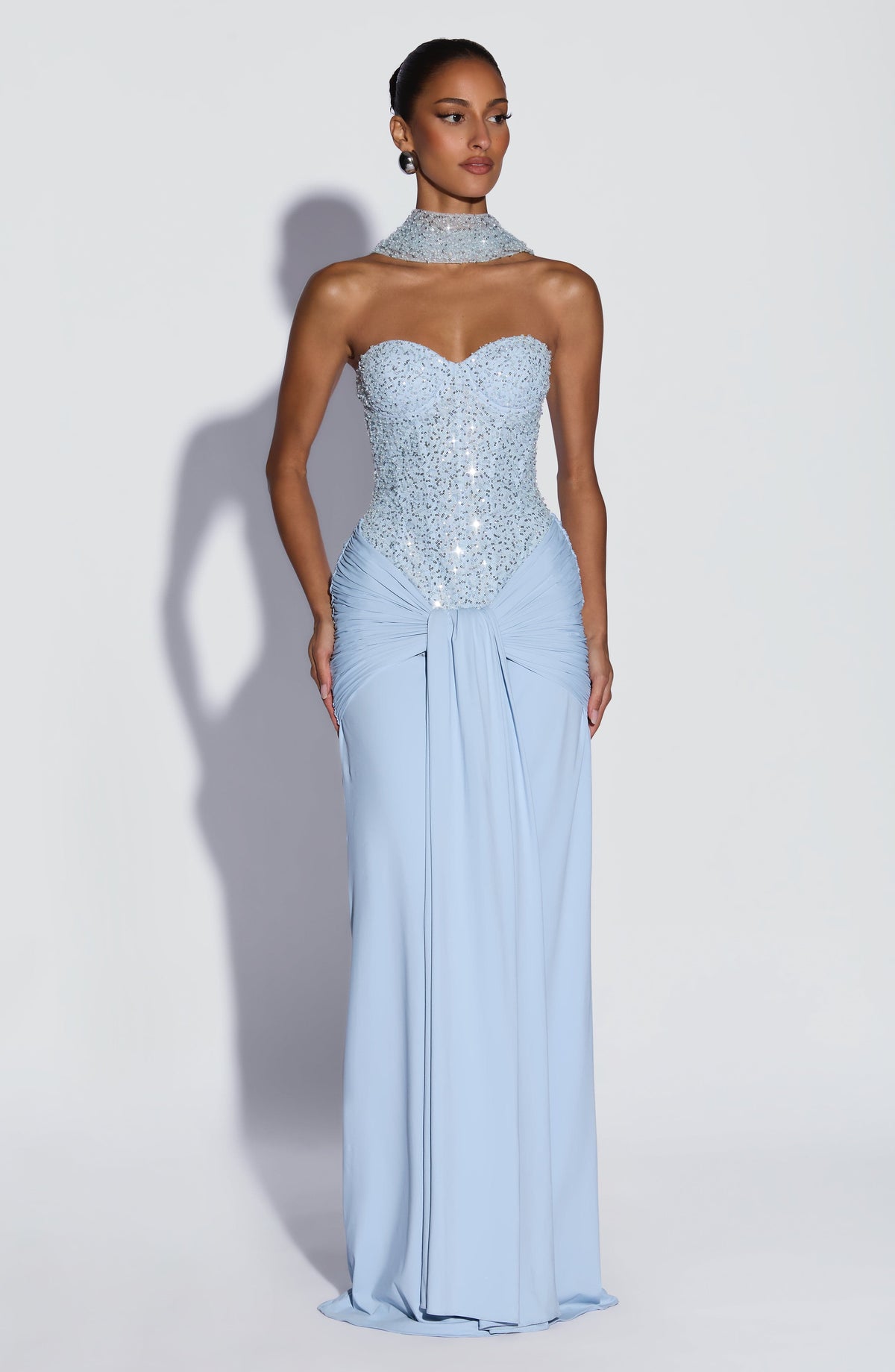 Carina Maxi Elbise - Buz Mavisi
