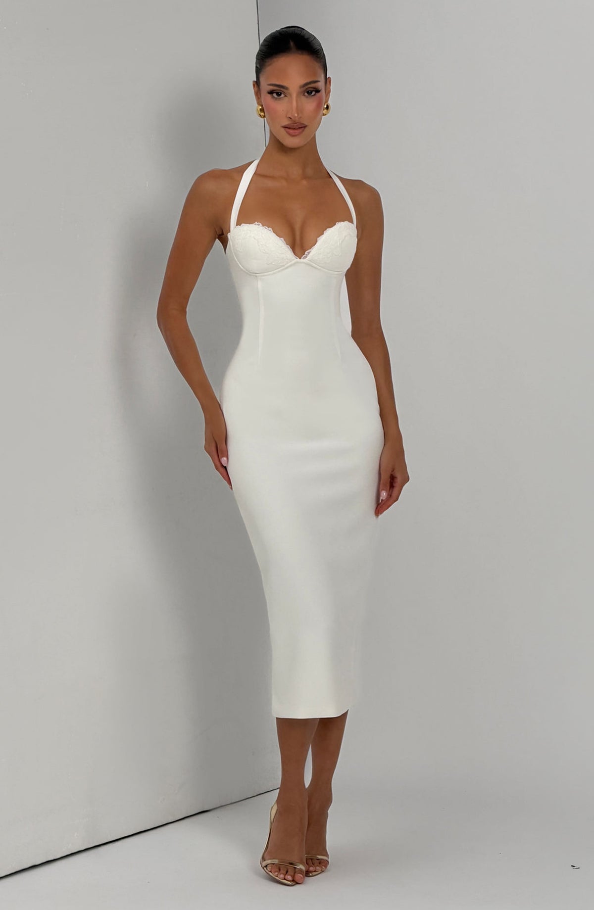 Cassia Midi Elbise - Fildişi