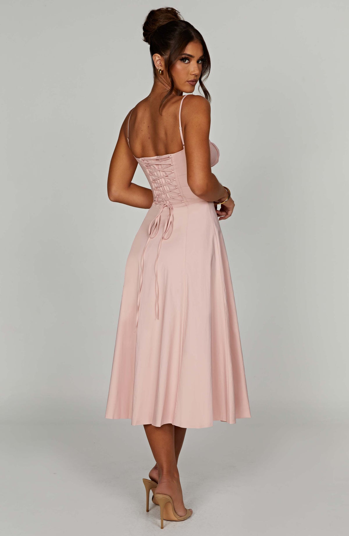 Deanna Midi Elbise - Pudra