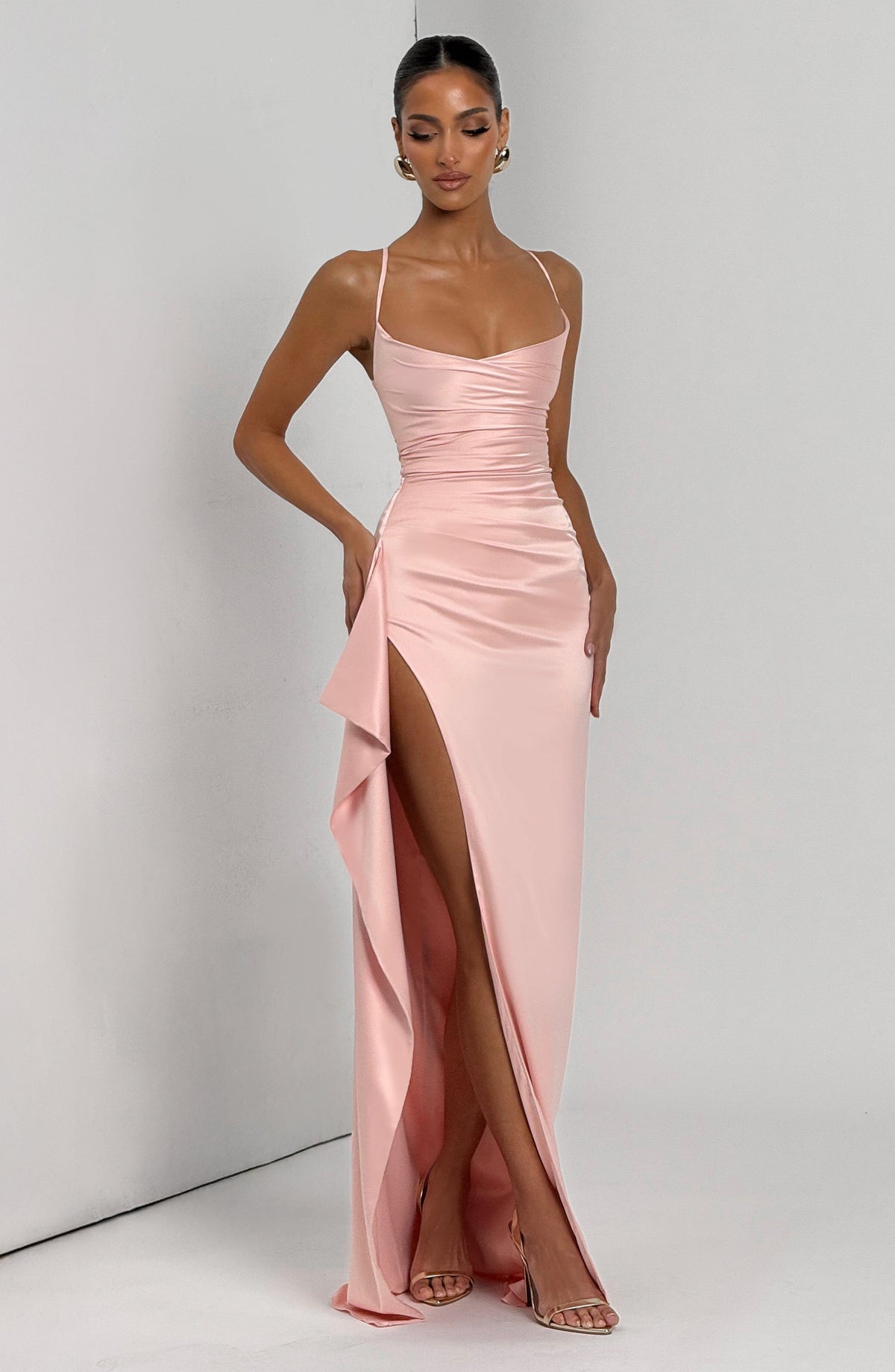 Helen Maxi Elbise - Pudra