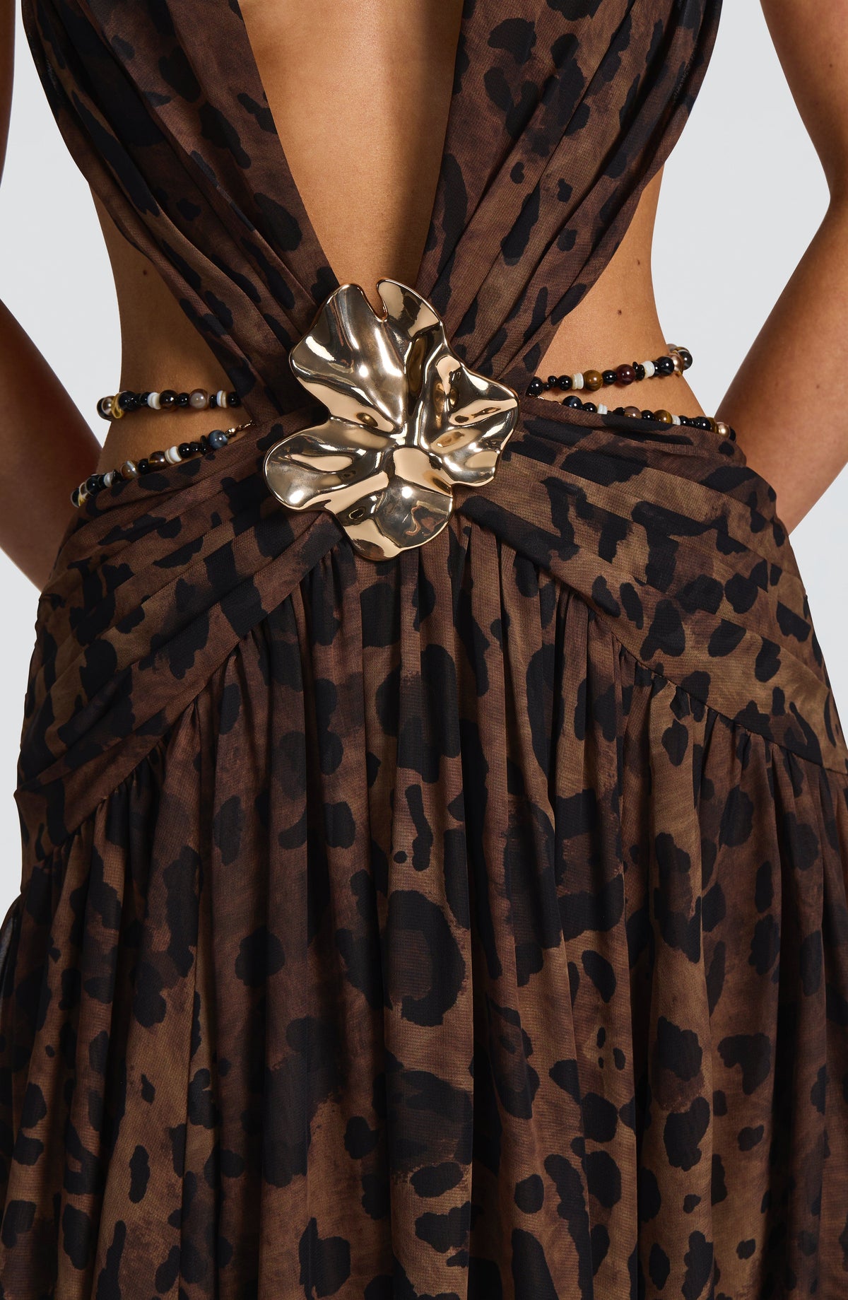 Indianna Maxi Elbise - Leopar Desenli