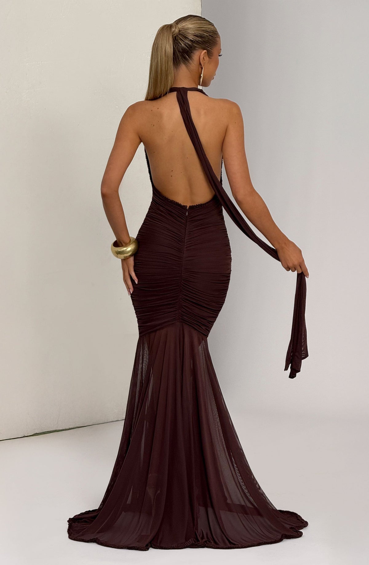 Janessa Maxi Elbise - Mürdüm Kahve
