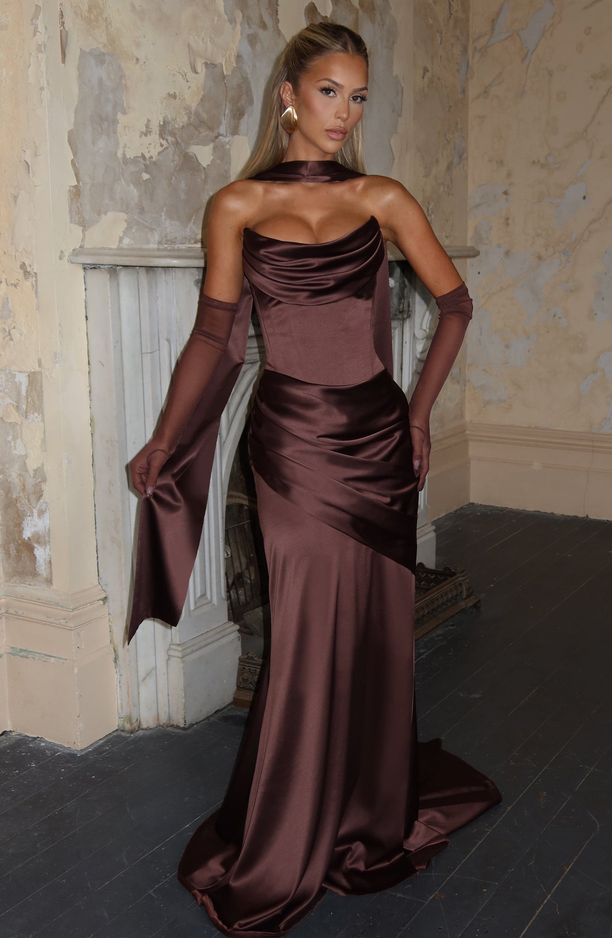 Kensington Maxi Elbise - Mürdüm Kahve