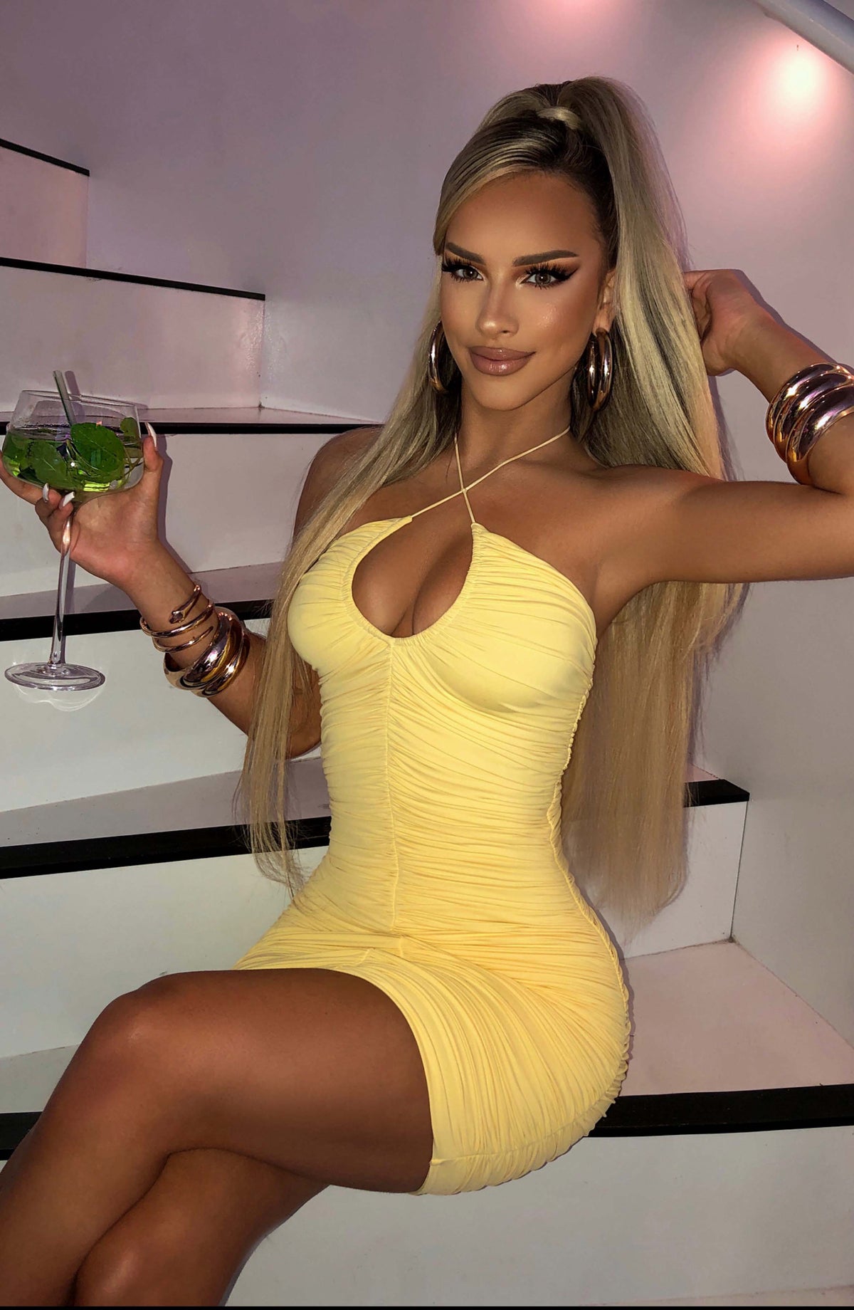 Luci Mini Elbise - Limon Sarısı