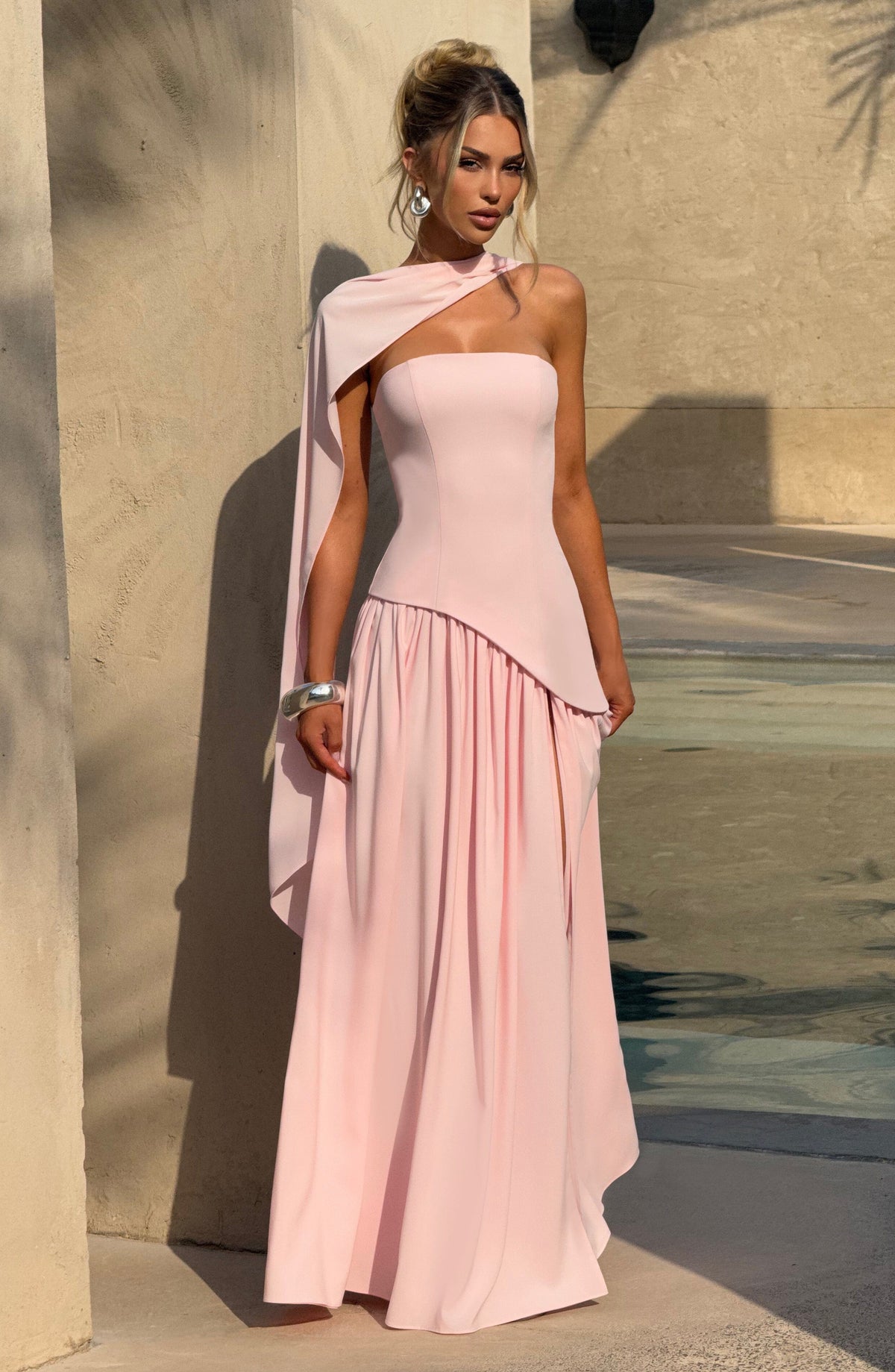 Maliyah Maxi Elbise - Pudra