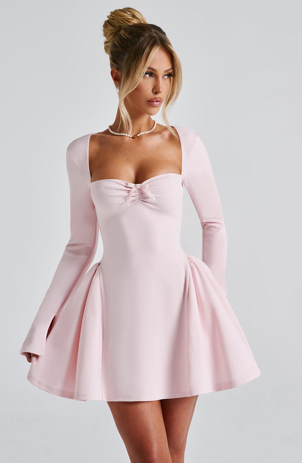 Megan Mini Elbise - Pudra