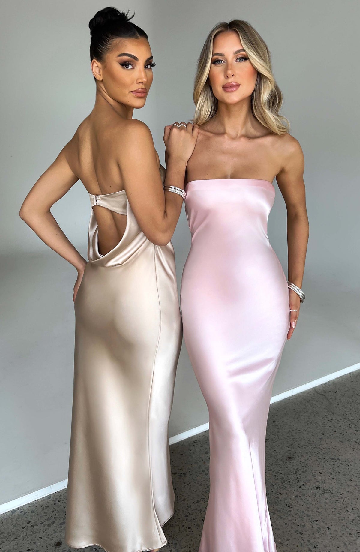 Rheanna Maxi Elbise - Pudra