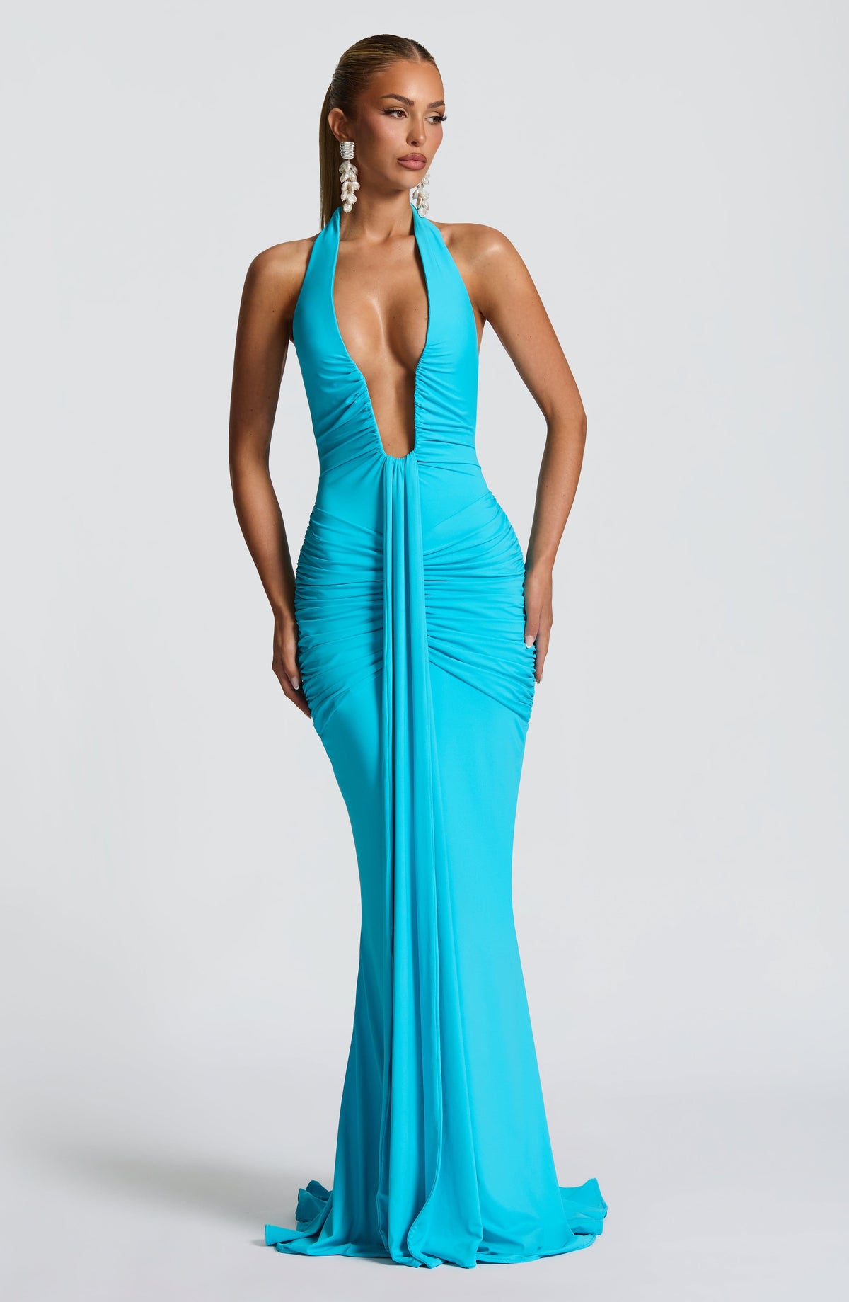 Rosetta Maxi Elbise - Aqua Mavi