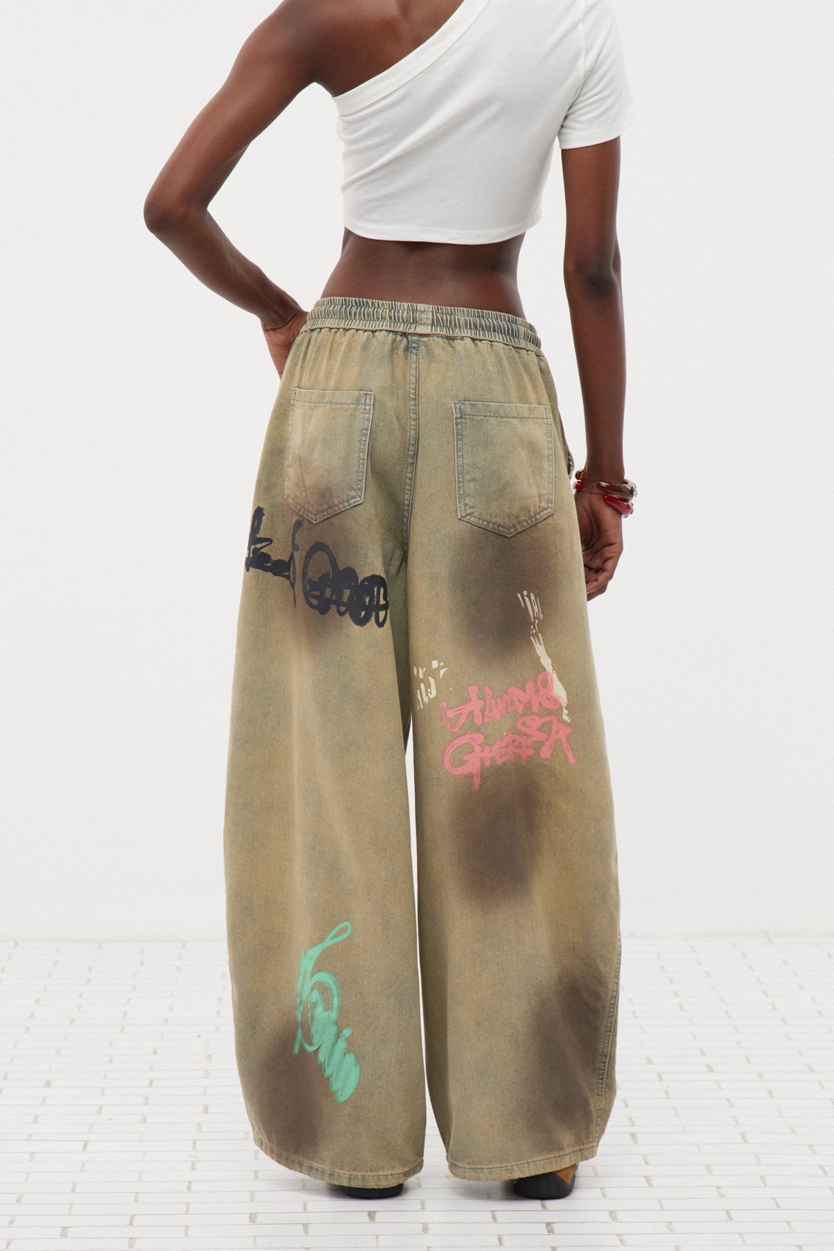Fatih Graffiti Desenli Baggy Jean Pantolon