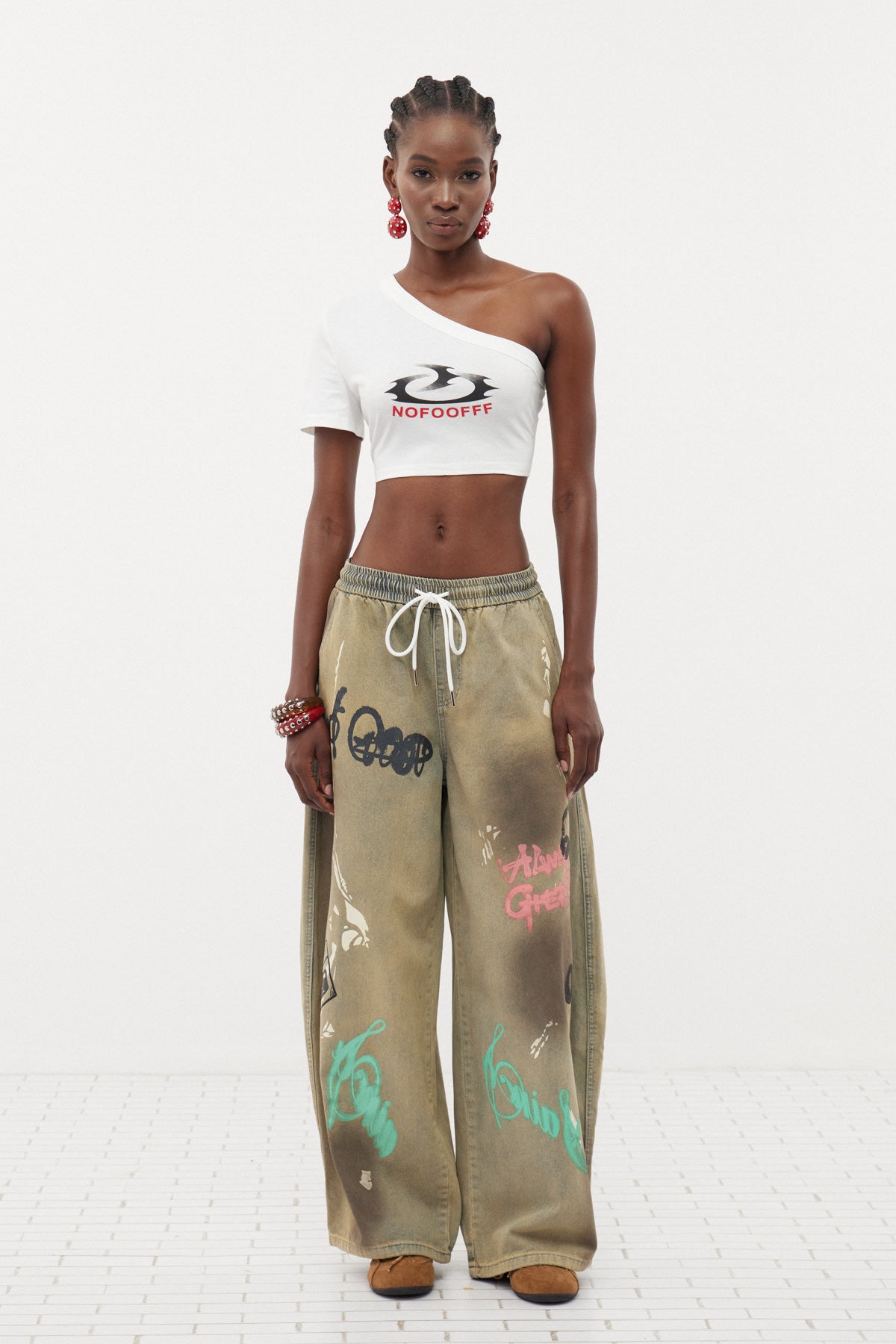 Fatih Graffiti Desenli Baggy Jean Pantolon