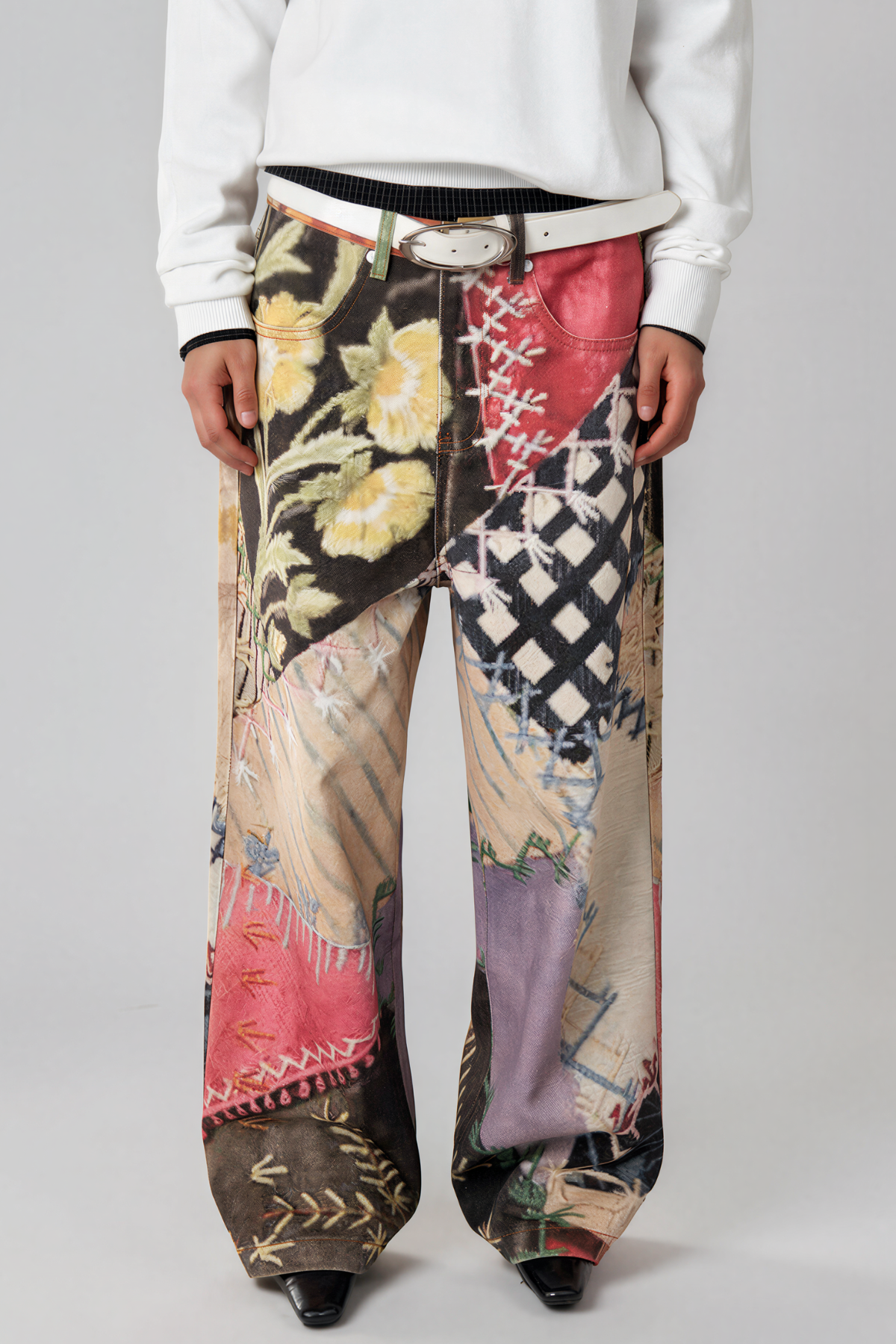 Kaldi Baskılı Geniş Paça Jean Pantolon
