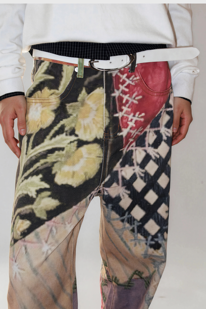 Kaldi Baskılı Geniş Paça Jean Pantolon