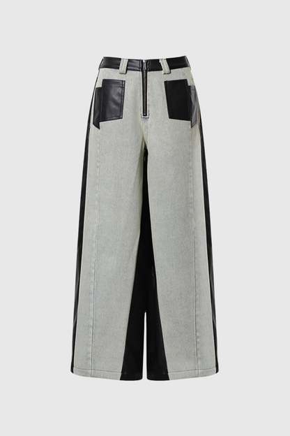 Evelynn Deri Patchwork Detaylı Jean Pantolon