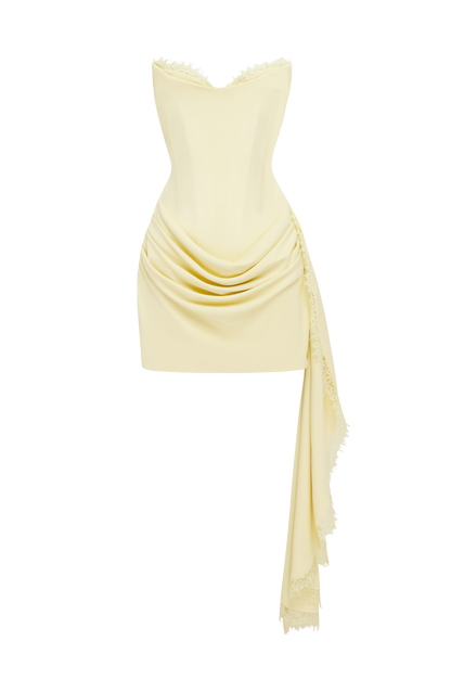 Avelina Mini Elbise - Limon Sarısı