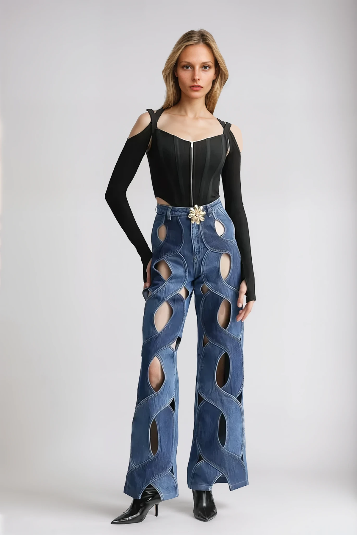 Abigail Cutout Detaylı Jean Pantolon