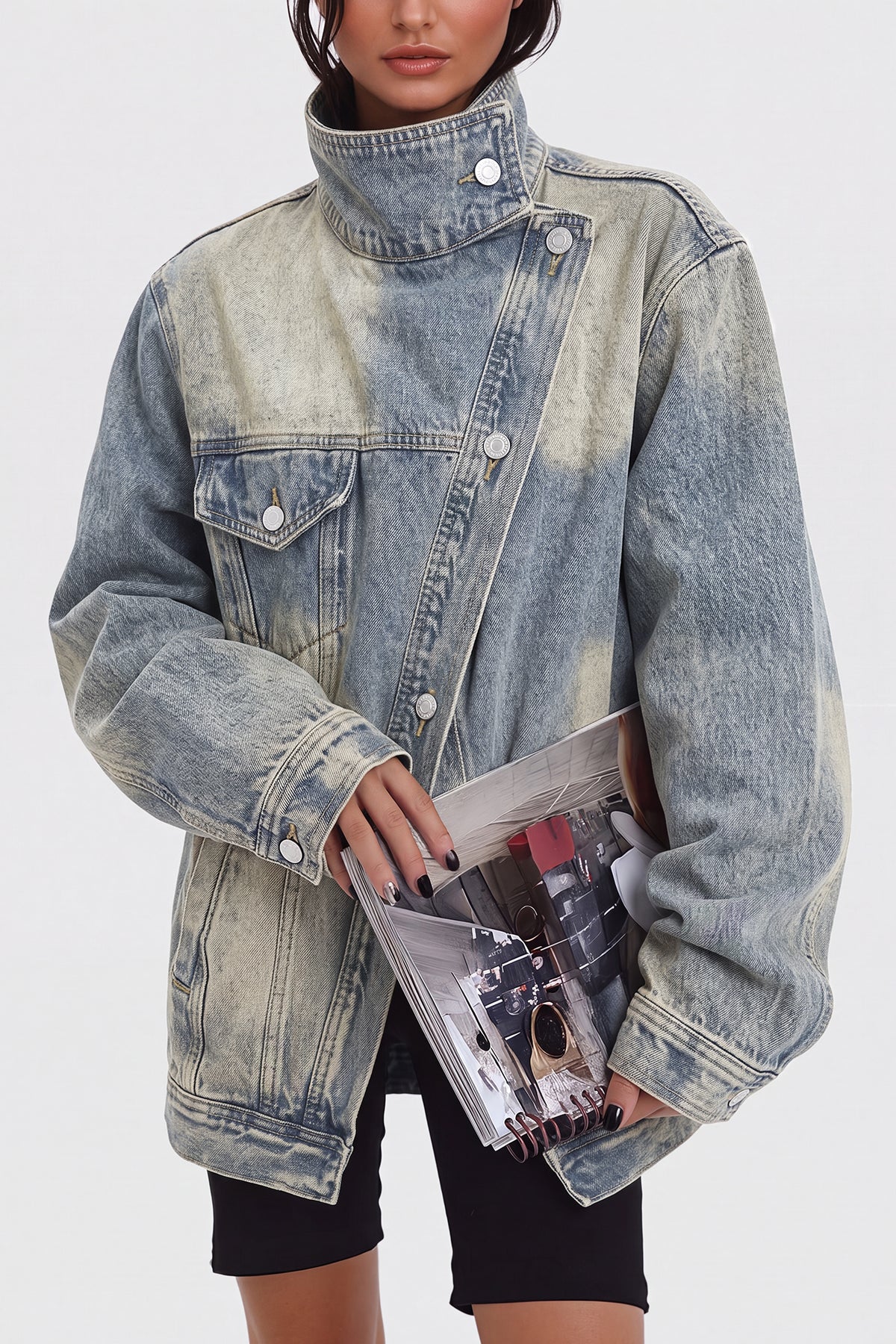 Aegle Asimetrik Kesim Denim Ceket