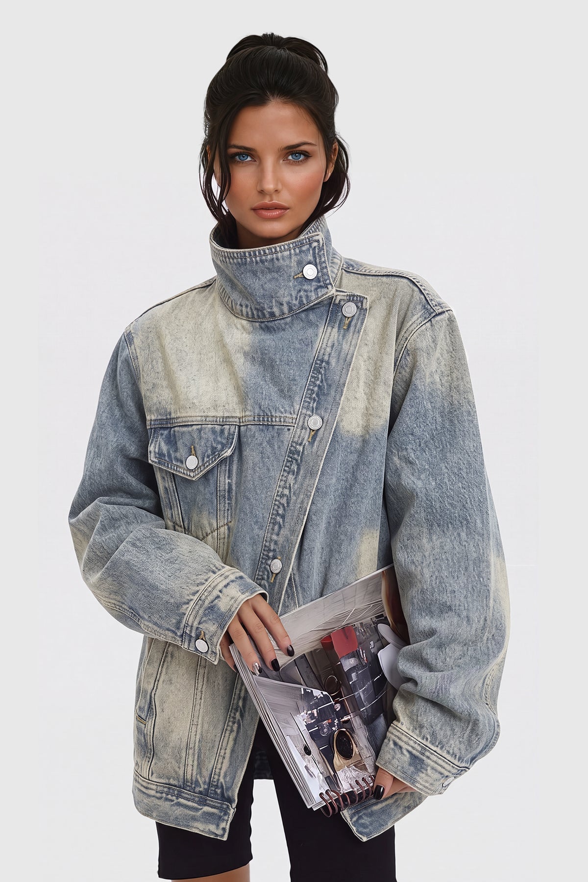 Aegle Asimetrik Kesim Denim Ceket