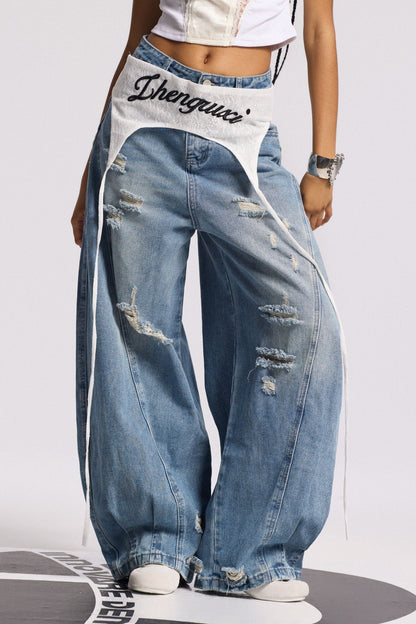 Anouk Asimetrik Deconstruct Barrel Jean Pantolon