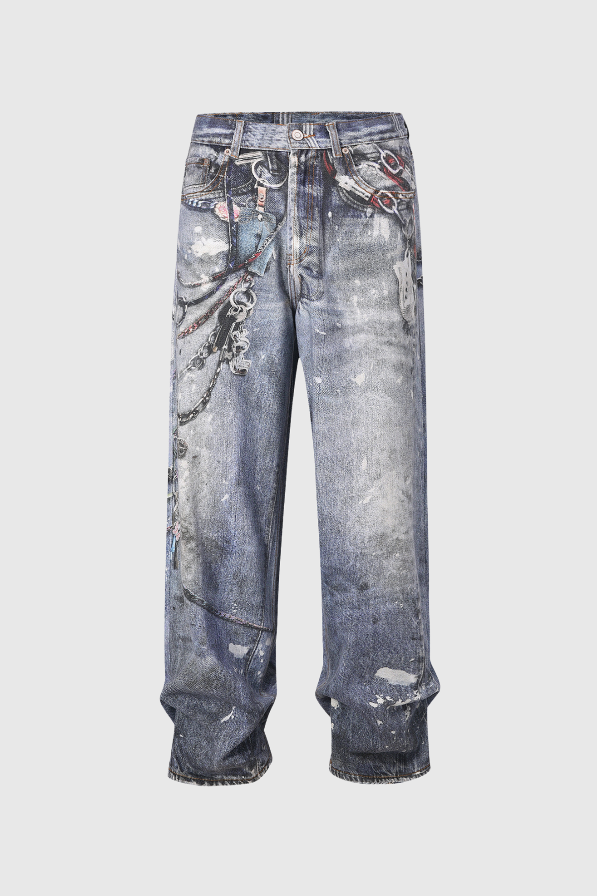 Birdie Baskılı Barrel Jean Pantolon