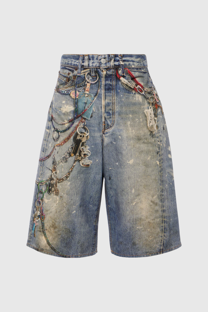 Birdie Kuş Baskılı Midi Jean Pantolon