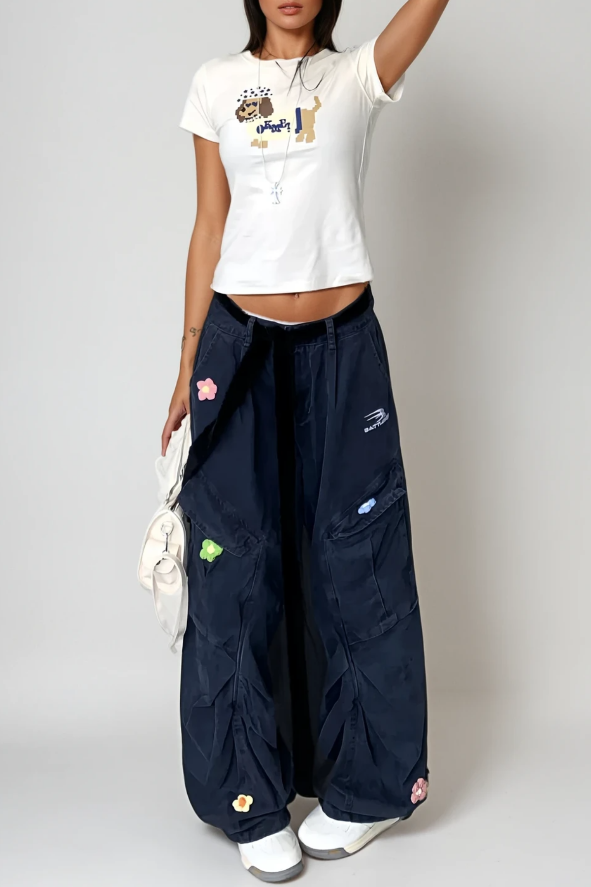 Blossom Çiçek Desenli Kargo Jean Pantolon