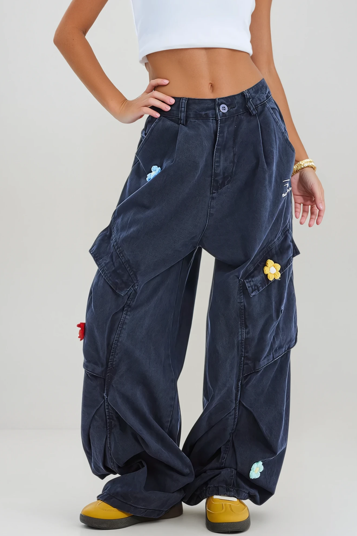 Blossom Çiçek Desenli Kargo Jean Pantolon