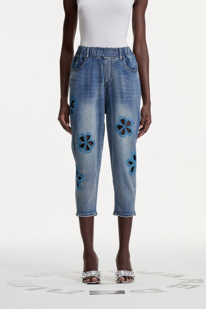 Boitumelo Çiçekli Cutout Jean Pantolon