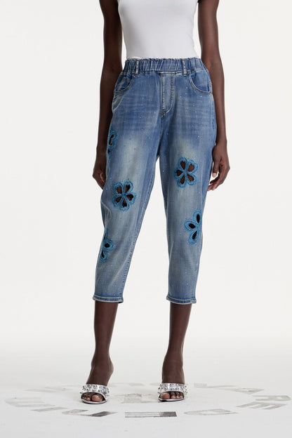 Boitumelo Çiçekli Cutout Jean Pantolon