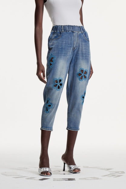 Boitumelo Çiçekli Cutout Jean Pantolon