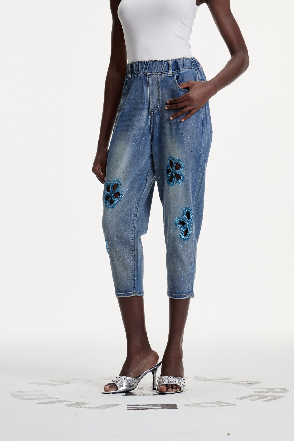 Boitumelo Çiçekli Cutout Jean Pantolon